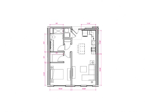1  Bed   1  Bath   650 Sq. Ft. Barcelona V - South A3d Floor Plan at Expo at Forest Park, Missouri, 63112
